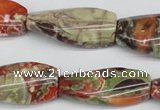 CTW119 15.5 inches 15*30mm twisted rectangle rainforest agate beads