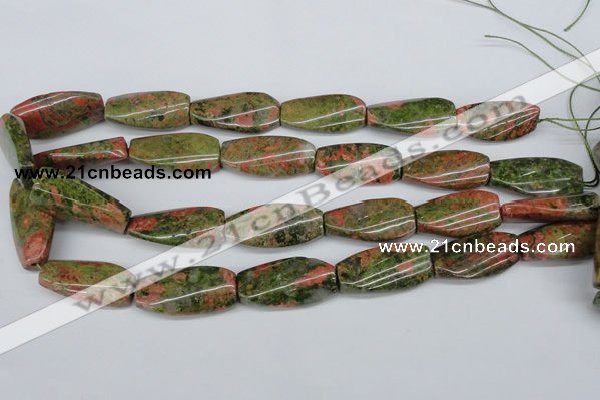 CTW120 15.5 inches 15*30mm twisted rectangle unakite gemstone beads