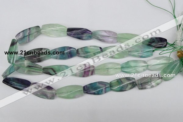 CTW121 15.5 inches 15*30mm twisted rectangle fluorite gemstone beads