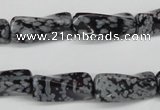 CTW122 15.5 inches 10*20mm twisted trihedron snowflake obsidian beads