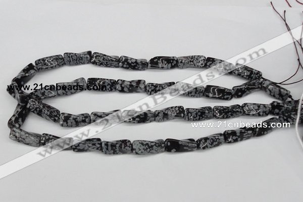 CTW122 15.5 inches 10*20mm twisted trihedron snowflake obsidian beads