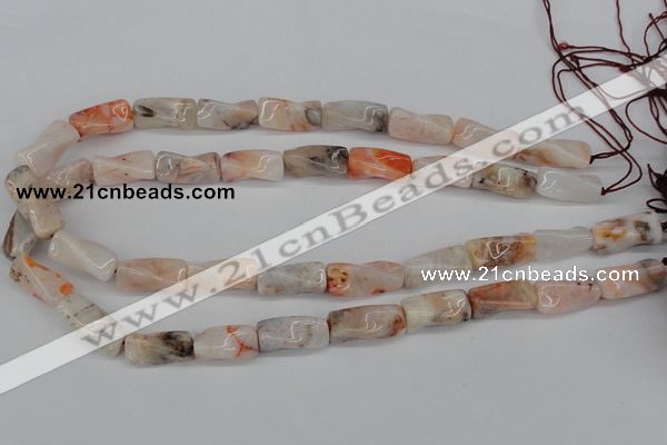 CTW124 15.5 inches 9*20mm twisted trihedron agate gemstone beads