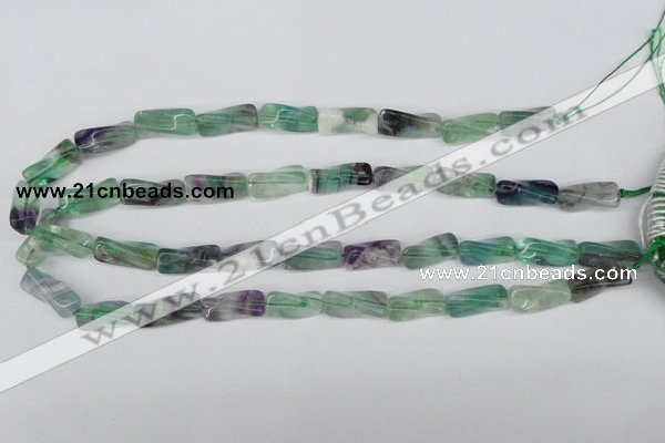 CTW126 15.5 inches 9*20mm twisted trihedron fluorite gemstone beads