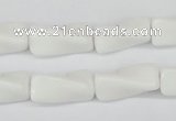 CTW127 15.5 inches 9*20mm twisted trihedron white agate beads