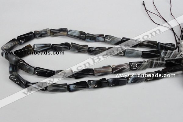 CTW128 15.5 inches 9*20mm twisted trihedron madagascar agate beads