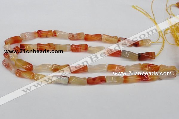 CTW130 15.5 inches 10*20mm twisted trihedron agate gemstone beads