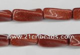 CTW132 15.5 inches 10*20mm twisted trihedron goldstone beads