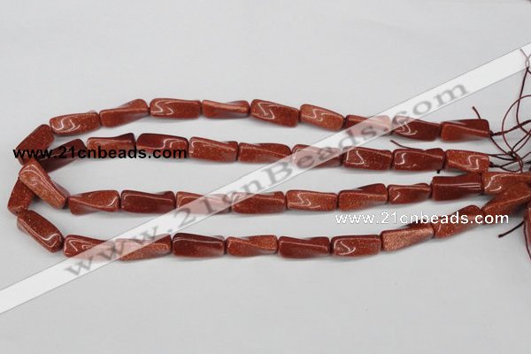 CTW132 15.5 inches 10*20mm twisted trihedron goldstone beads