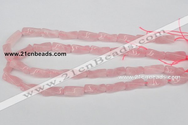 CTW133 15.5 inches 9*20mm twisted trihedron rose quartz beads