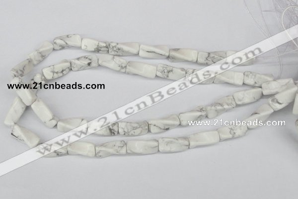 CTW134 15.5 inches 9*20mm twisted trihedron white howlite beads