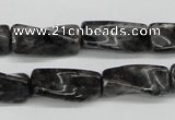 CTW135 15.5 inches 9*20mm twisted trihedron black labradorite beads