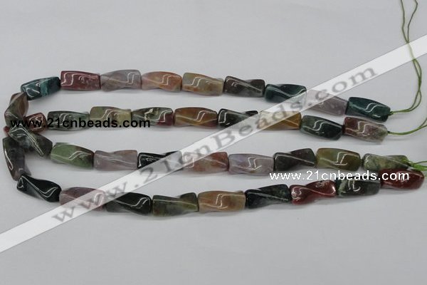 CTW136 15.5 inches 9*20mm twisted trihedron Indian agate beads