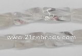 CTW137 15.5 inches 9*20mm twisted trihedron white crystal beads