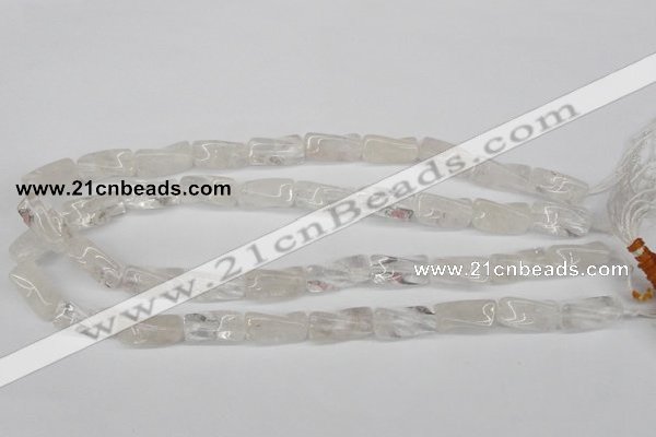 CTW137 15.5 inches 9*20mm twisted trihedron white crystal beads