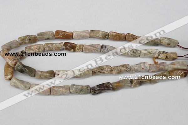 CTW139 15.5 inches 9*20mm twisted trihedron jasper gemstone beads