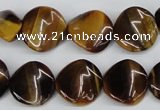 CTW14 15.5 inches 16mm twisted coin yellow tiger eye beads wholesale