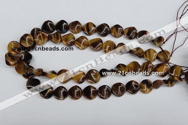 CTW14 15.5 inches 16mm twisted coin yellow tiger eye beads wholesale