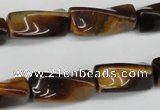 CTW140 15.5 inches 9*20mm twisted trihedron yellow tiger eye beads