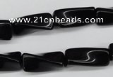 CTW141 15.5 inches 9*20mm twisted trihedron black agate beads