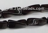 CTW145 15.5 inches 9*20mm twisted trihedron smoky quartz beads