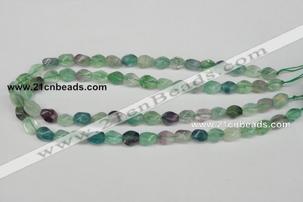 CTW147 15.5 inches 8*11mm twisted rice fluorite gemstone beads