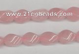 CTW148 15.5 inches 8*11mm twisted rice rose quartz beads