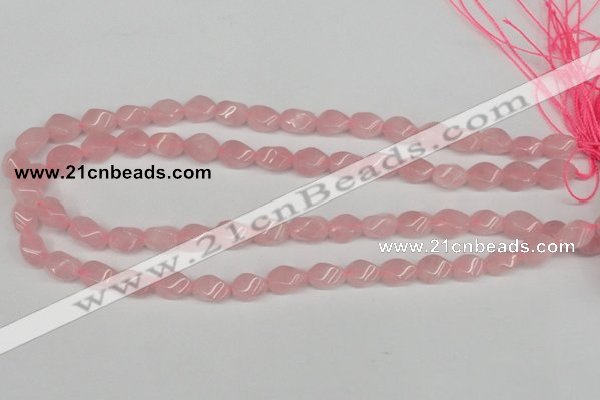 CTW148 15.5 inches 8*11mm twisted rice rose quartz beads