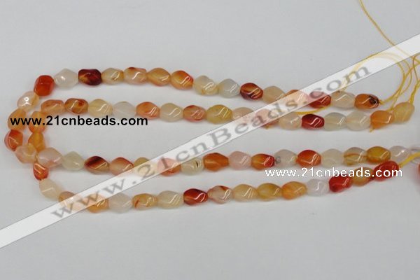 CTW150 15.5 inches 8*11mm twisted rice agate gemstone beads