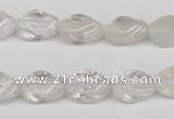 CTW153 15.5 inches 8*15mm twisted rice white crystal beads