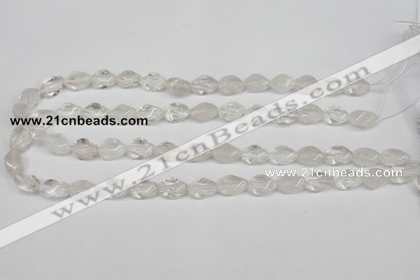 CTW153 15.5 inches 8*15mm twisted rice white crystal beads