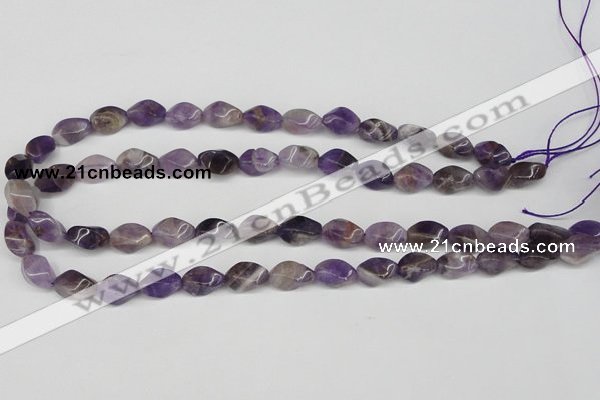 CTW154 15.5 inches 8*15mm twisted rice amethyst gemstone beads