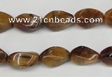 CTW156 15.5 inches 8*15mm twisted rice yellow tiger eye beads