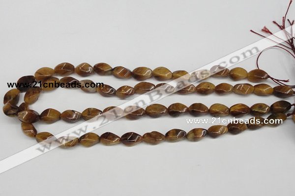 CTW156 15.5 inches 8*15mm twisted rice yellow tiger eye beads