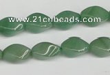 CTW157 15.5 inches 8*15mm twisted rice green aventurine beads