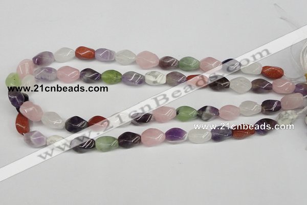 CTW158 15.5 inches 8*15mm twisted rice mixed gemstone beads