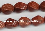 CTW161 15.5 inches 10*15mm twisted rice goldstone gemstone beads