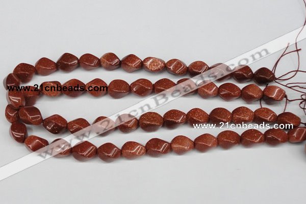 CTW161 15.5 inches 10*15mm twisted rice goldstone gemstone beads