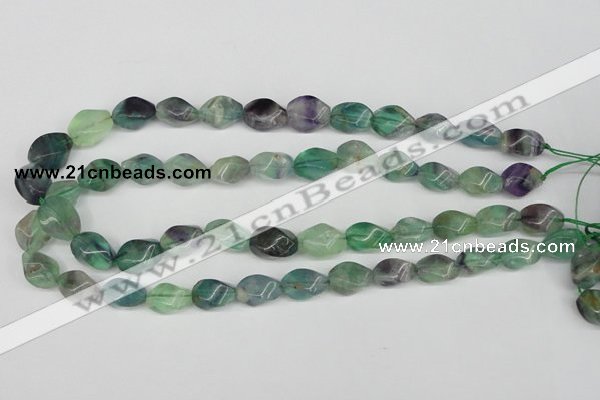 CTW162 15.5 inches 10*15mm twisted rice fluorite gemstone beads