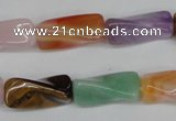 CTW163 15.5 inches 10*20mm twisted trihedron mixed gemstone beads