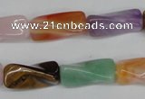 CTW163 15.5 inches 10*20mm twisted trihedron mixed gemstone beads