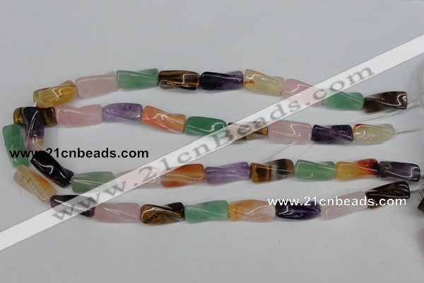 CTW163 15.5 inches 10*20mm twisted trihedron mixed gemstone beads