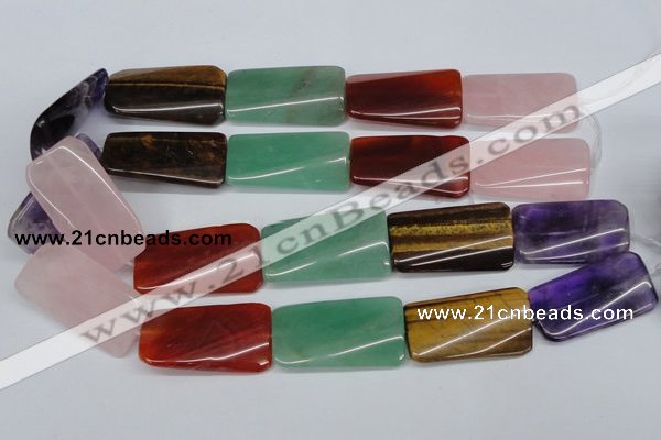CTW169 15.5 inches 22*40mm twisted rectangle mixed gemstone beads