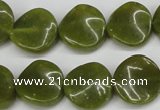 CTW17 15.5 inches 16mm twisted coin jade gemstone beads