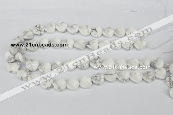 CTW19 15.5 inches 16mm twisted coin white howlite turquoise beads