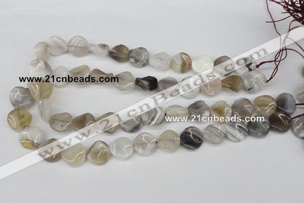 CTW25 15.5 inches 16mm twisted coin botswana agate beads wholesale