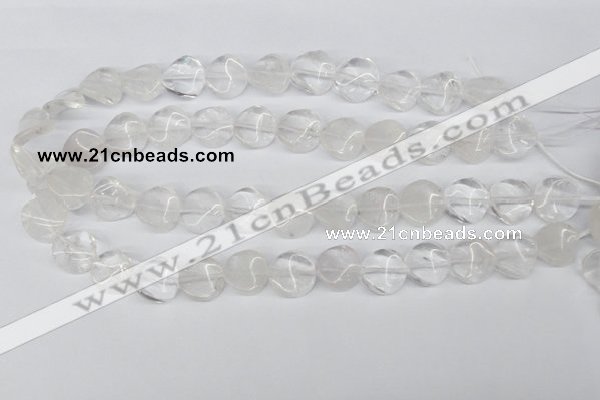 CTW29 15.5 inches 16mm twisted coin white crystal beads wholesale