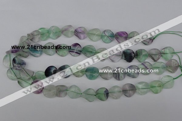 CTW30 15.5 inches 16mm twisted coin fluorite beads wholesale