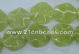 CTW300 15.5 inches 16mm wavy coin olive jade gemstone beads