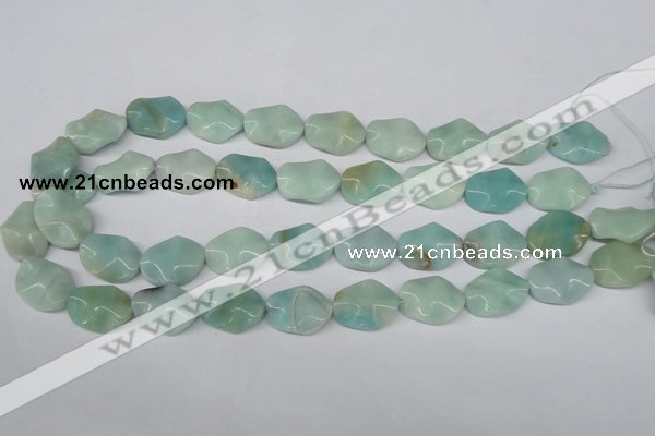 CTW301 15.5 inches 15*20mm wavy oval amazonite gemstone beads