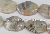 CTW303 15.5 inches 18*25mm wavy oval bamboo leaf agate beads